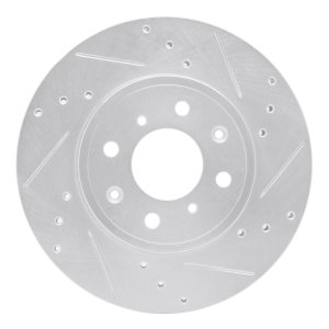 Honda Fit Brake Rotor (1) - Front Right - R1 Concepts - Drilled & Slotted - Silver - `15-`20